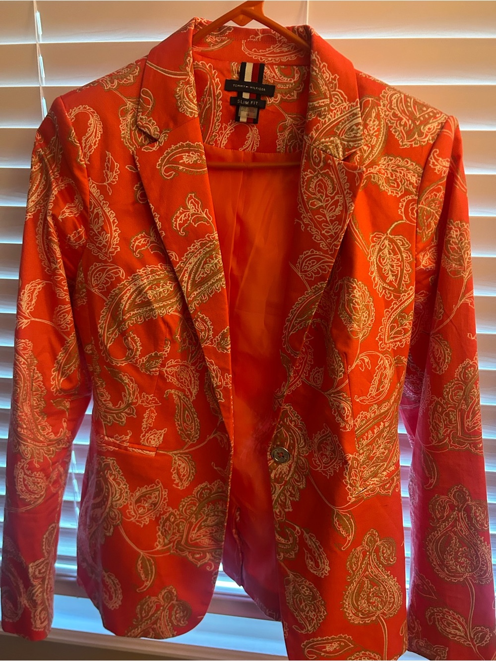 Tommy Hilfiger Bright Orange Paisley Blazer